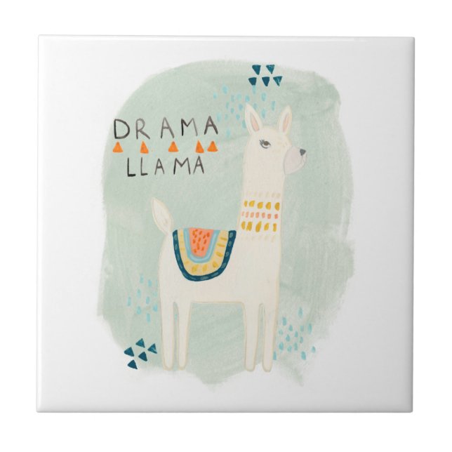 Llama Squad - Drama Llama Ceramic Tile (Front)