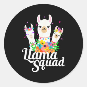 Llama Squad Funny Cute Llama Matching  Classic Round Sticker