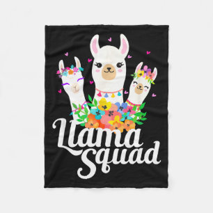 Llama Squad Funny Cute Llama Matching  Fleece Blanket
