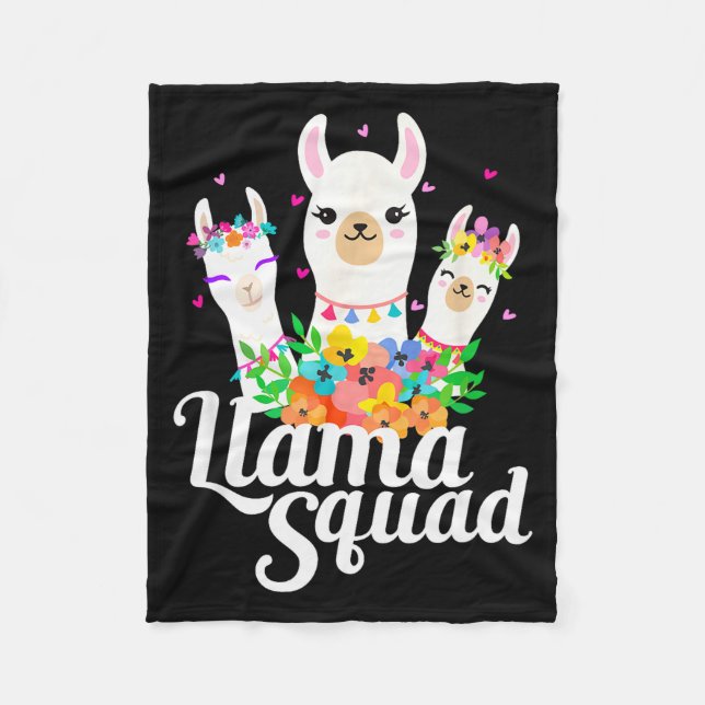 Llama Squad Funny Cute Llama Matching  Fleece Blanket (Front)