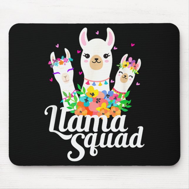 Llama Squad Funny Cute Llama Matching  Mouse Pad (Front)