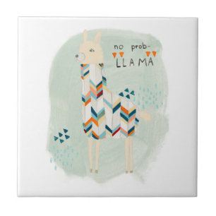 Llama Squad - No Prob-llama Ceramic Tile