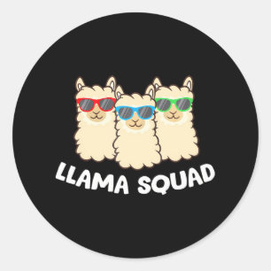 Llama Squad Team Llama Matching Sunglasses Love Classic Round Sticker