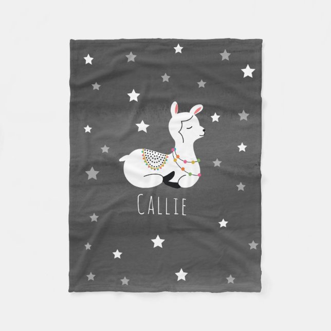 Llama Stars Personalised Fleece Blanket (Front)