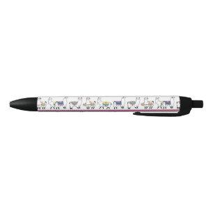 Llama Stripe Pattern Black Ink Pen