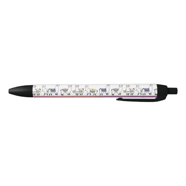 Llama Stripe Pattern Black Ink Pen (Bottom)