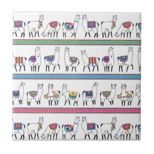 Llama Stripe Pattern Ceramic Tile