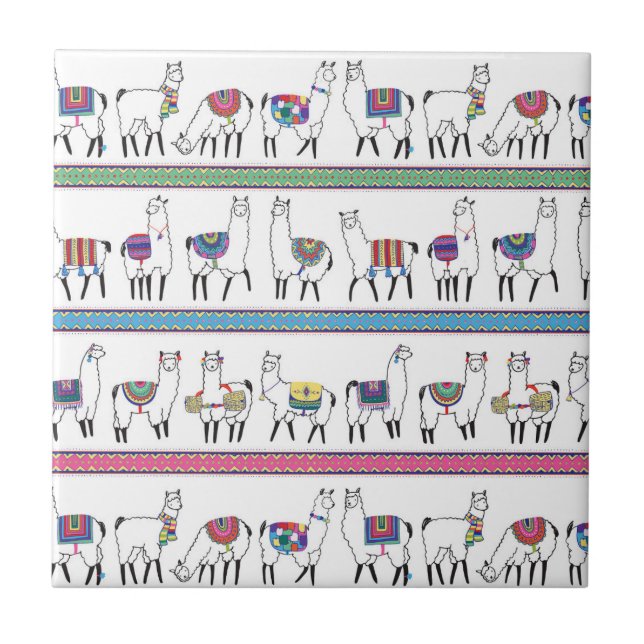 Llama Stripe Pattern Ceramic Tile (Front)