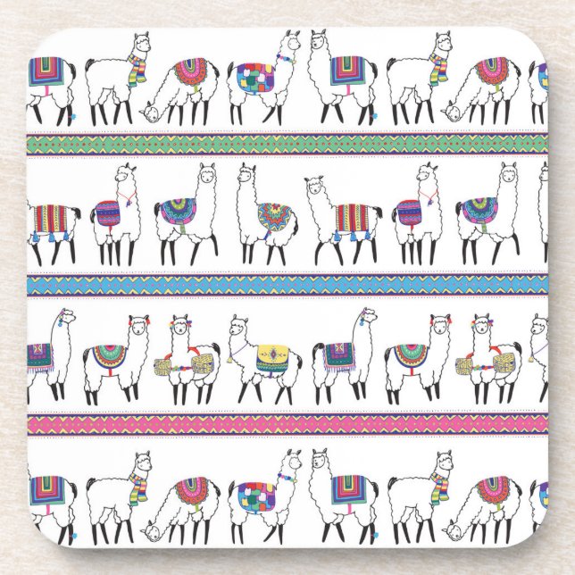 Llama Stripe Pattern Coaster (Front)