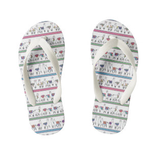 Llama Stripe Pattern Kid's Thongs