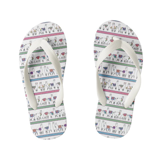 Llama Stripe Pattern Kid's Thongs (Footbed)