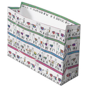 Llama Stripe Pattern Large Gift Bag