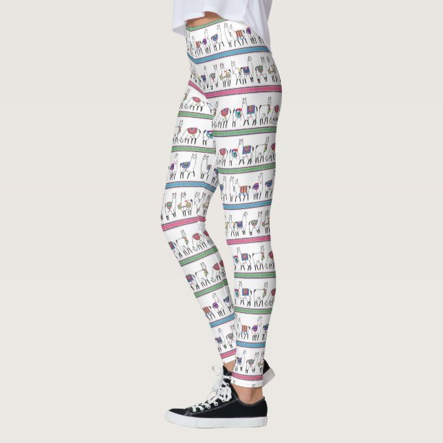 Llama Stripe Pattern Leggings (Left)
