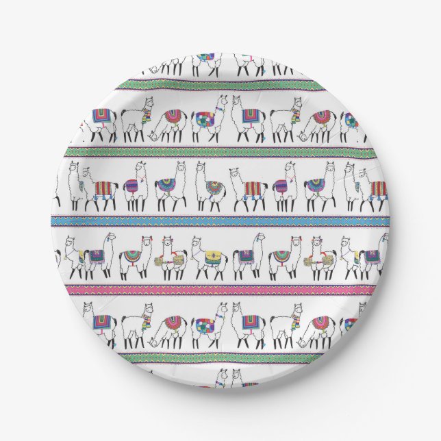 Llama Stripe Pattern Paper Plate (Front)