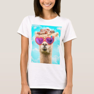 LLAMA SUNGLASSES HAIR CURLERS FUNNY T-SHIRTS