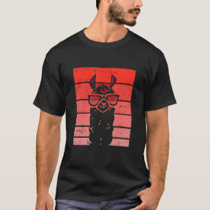 Llama Sunglasses Valentines Day Retro Alpaca Anima T-Shirt