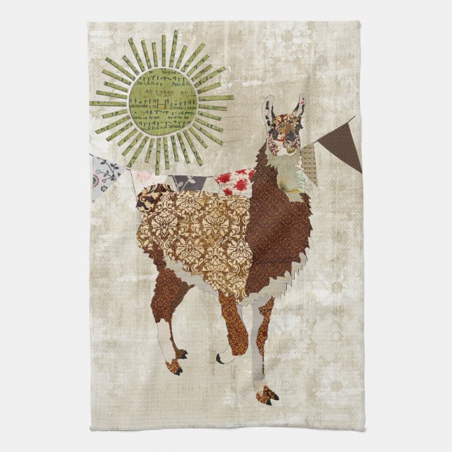Llama Sunshine White  Towel (Vertical)