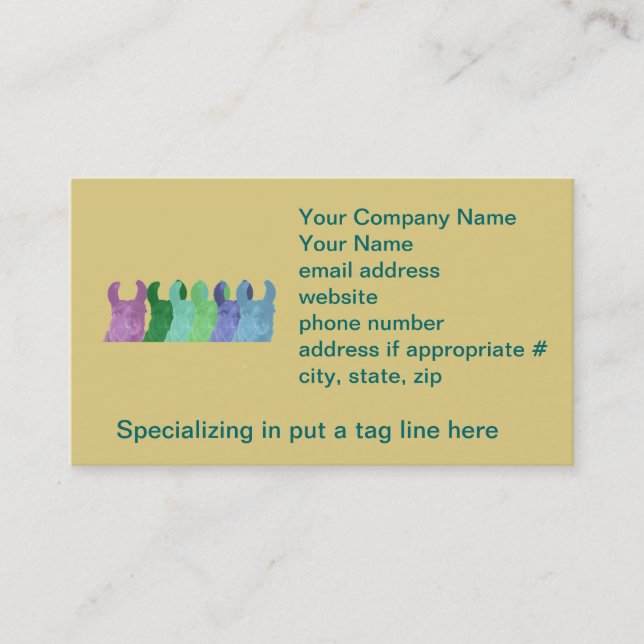 Llama Sweet Pea: The Wise Matriarch Llama Business Card (Front)