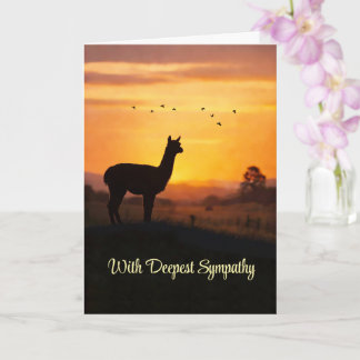 Llama Sympathy Loss Country Sunset with Birds  Card