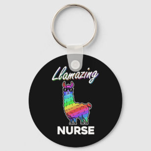 Llama T Shirt Llamazing Nurse Medical Rainbow Cool Key Ring