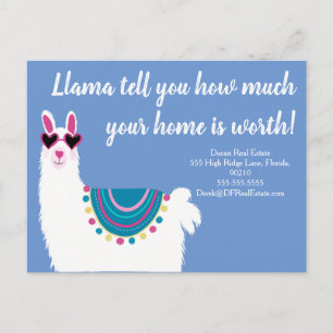 llama tell you how much real estate marketing sell postcard