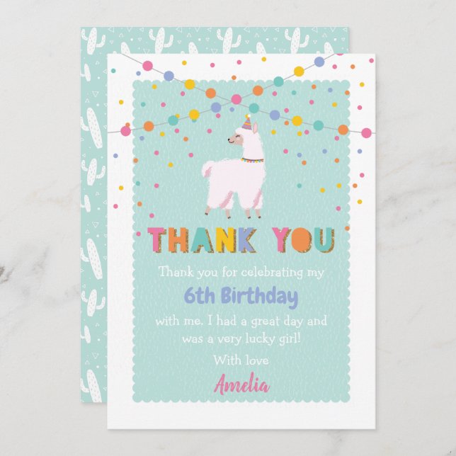 Llama Thank You Card (Front/Back)