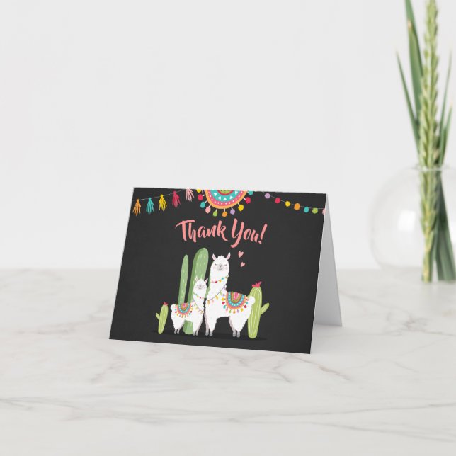 Llama Thank you card Fiesta Cactus Alpaca Shower (Front)