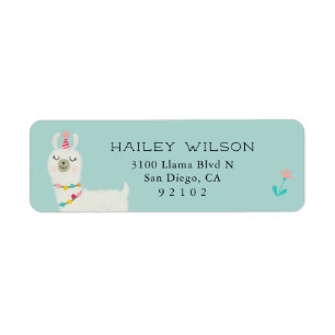 Llama Theme Party Return Address Label