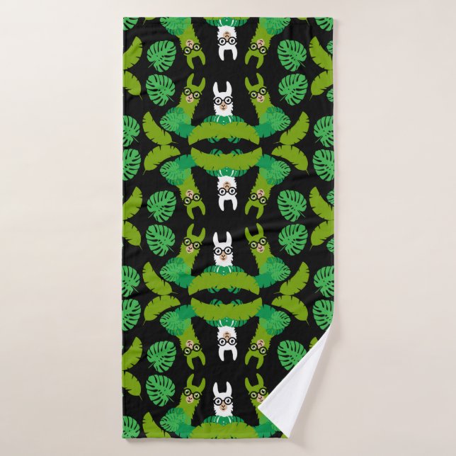 Llama Themed Print Bath Towel (Bath Towel)
