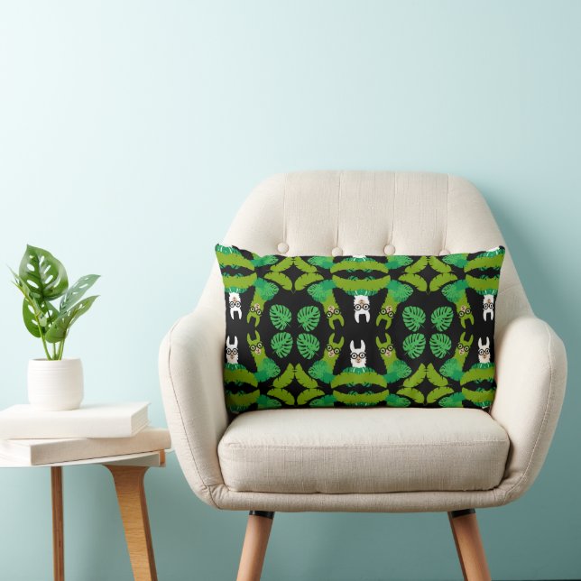 Llama Themed Print Lumbar Cushion (Chair)
