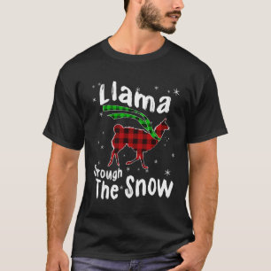 Llama Through The Snow Plaid Snowflakes Christmas T-Shirt