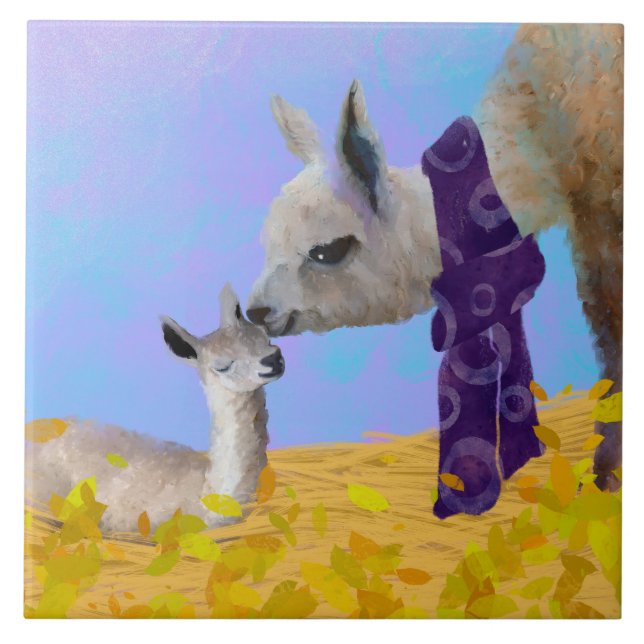 Llama Tile/Trivet (6 inch square) Ceramic Tile (Front)