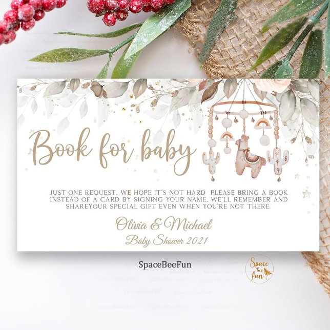 Llama Toys Boho Book Request Enclosure Card Baby  (Llama Toys Boho Book,for baby,Request Enclosure Card,Baby Shower Alpak Boho,Shower Cute Baby Llama,)