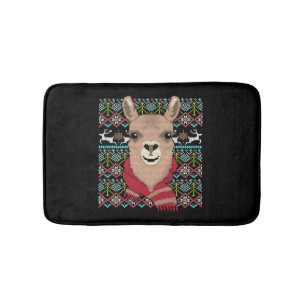Llama Ugly Christmas Bath Mat