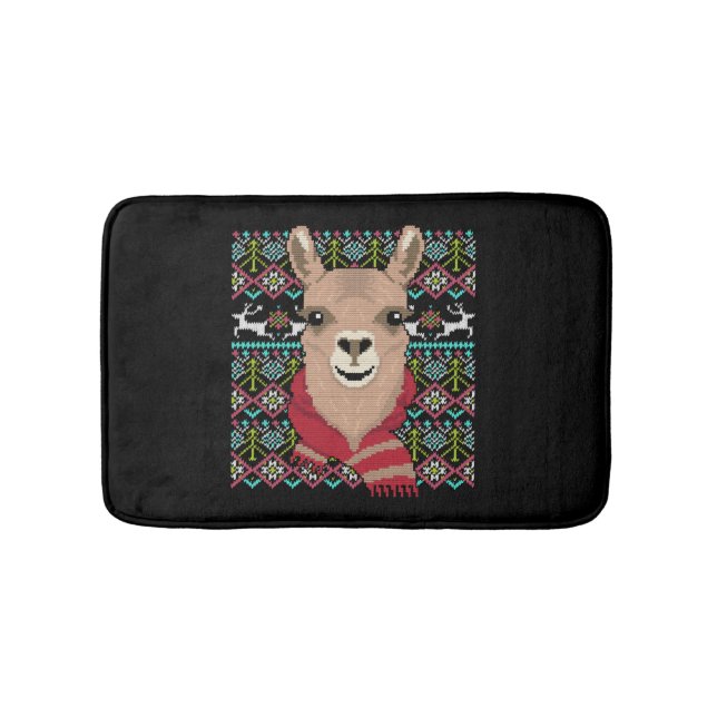 Llama Ugly Christmas Bath Mat (Front)