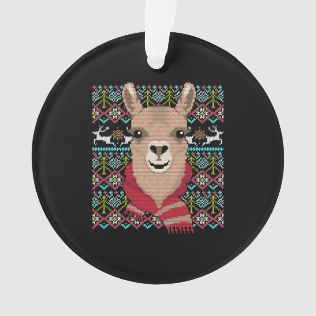Llama Ugly Christmas Ornament (Front)