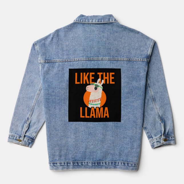 Llama Unicorn Lama animal trends saying gift Denim Jacket (Back)