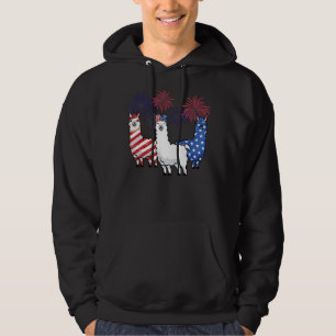Llama Usa American Flag 4th Of July Firework Patri Hoodie
