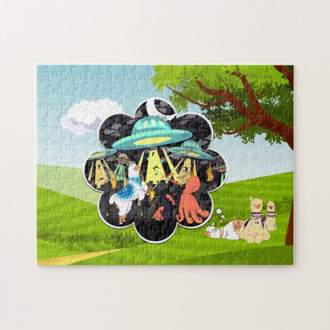 Llama vs Evil Squid Epic Space Battle Jigsaw Puzzle (Horizontal)