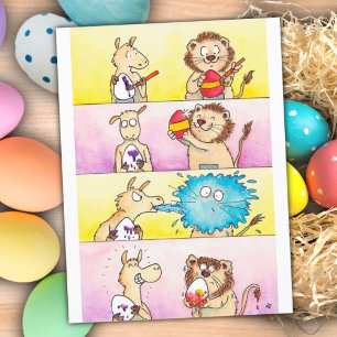 Llama VS Lion Easter 2 postcard by N. Janes