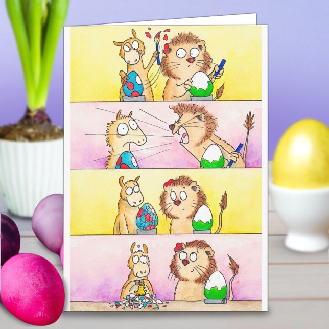Llama VS Lion Easter greeting card by N. Janes (Creator Uploaded)