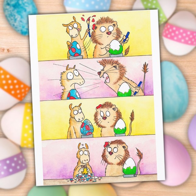 Llama VS Lion Easter postcard by N. Janes (Creator Uploaded)