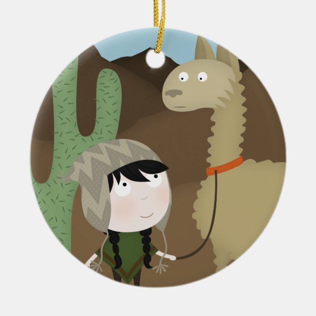 Llama walker ceramic tree decoration (Front)