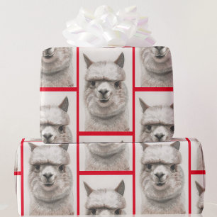 Llama Watercolor Wrapping Paper Alpaca Smiles