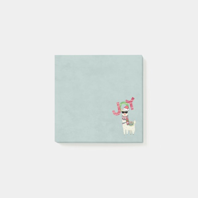 Llama wearing a Santa Hat and Sunglasses Joy Post-it Notes (Front)