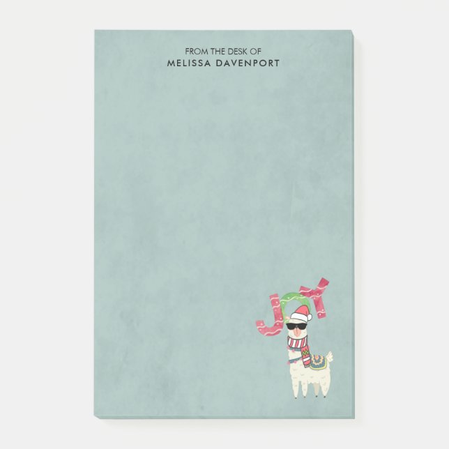 Llama wearing a Santa Hat and Sunglasses Joy Post-it Notes (Front)