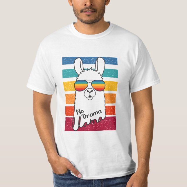 Llama Wearing Sunglasses With Colourful Strips  T-Shirt (Front)
