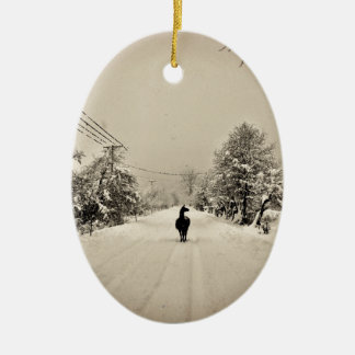 llama winter ceramic tree decoration