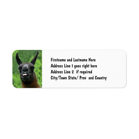 Llama with Attitude - Sticking out Tongue Photo Return Address Label