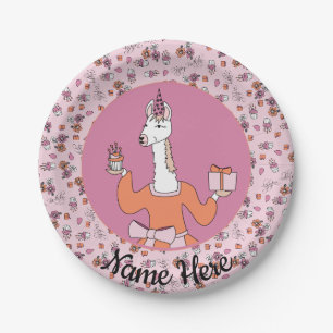 Llama with cupcake paper plate